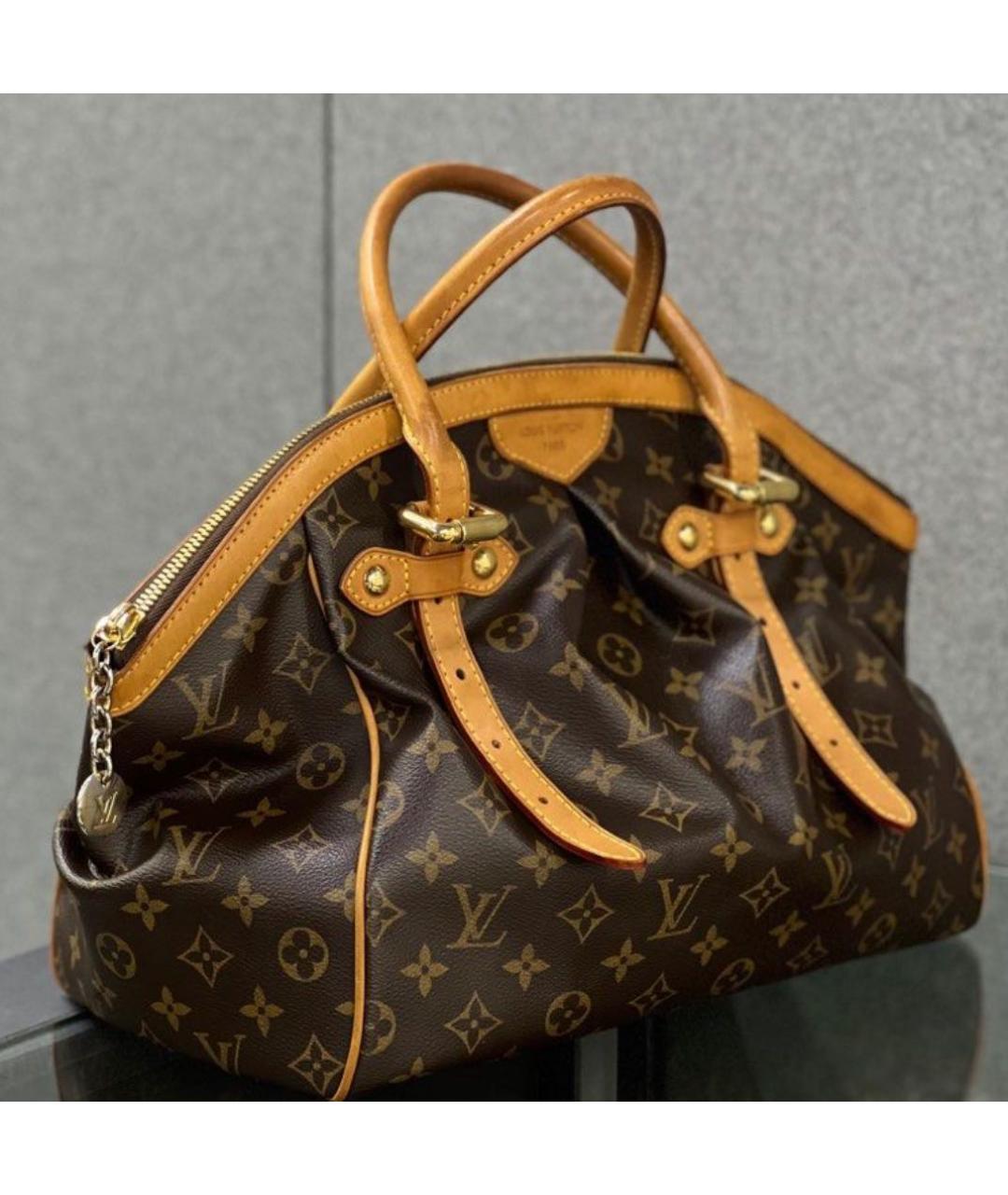 LOUIS VUITTON Коричневая кожаная сумка с короткими ручками, фото 3