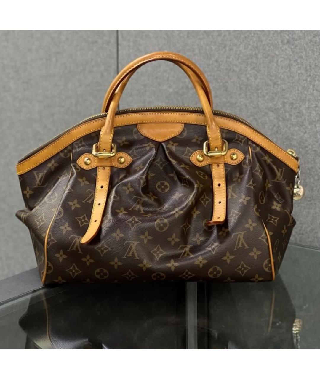 LOUIS VUITTON Коричневая кожаная сумка с короткими ручками, фото 4