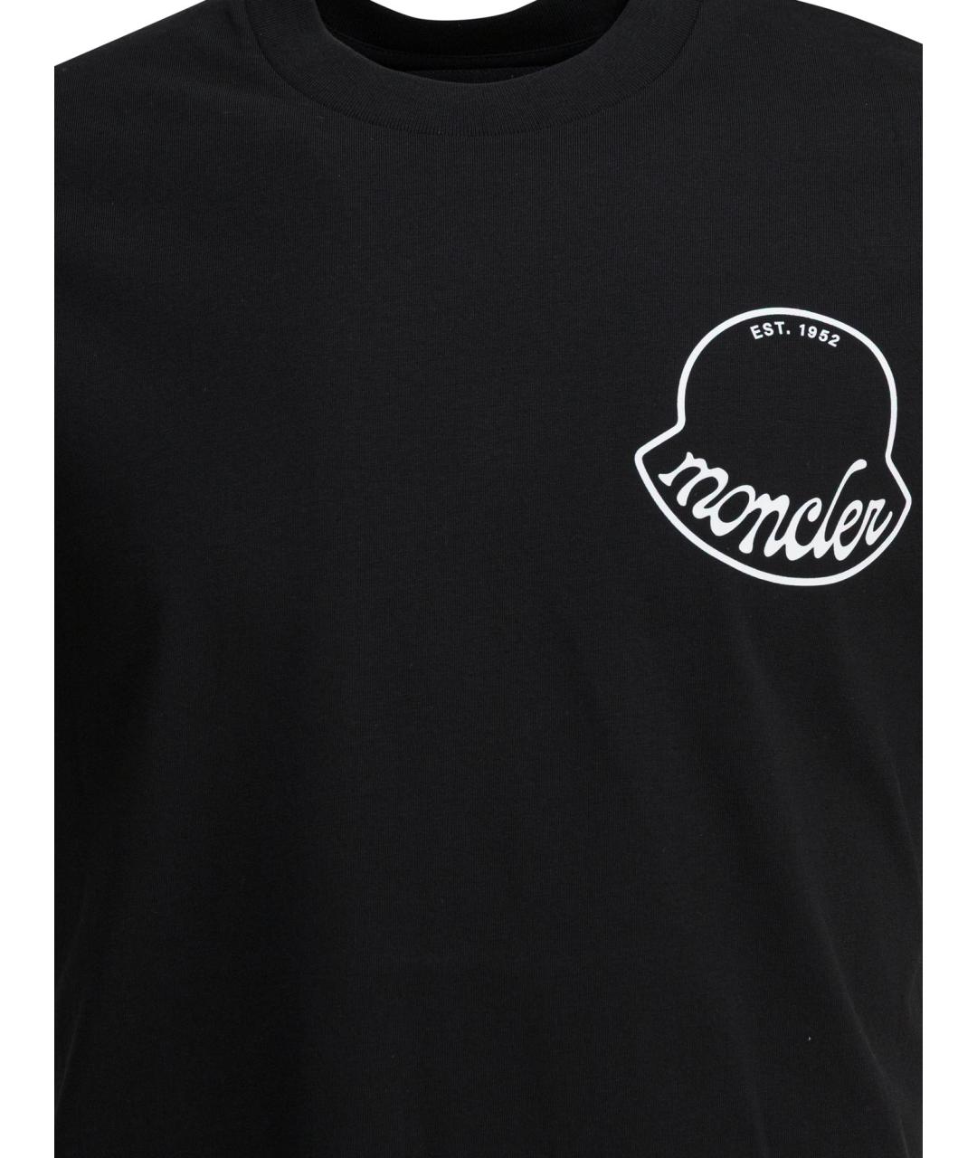 MONCLER Черная хлопковая футболка, фото 3