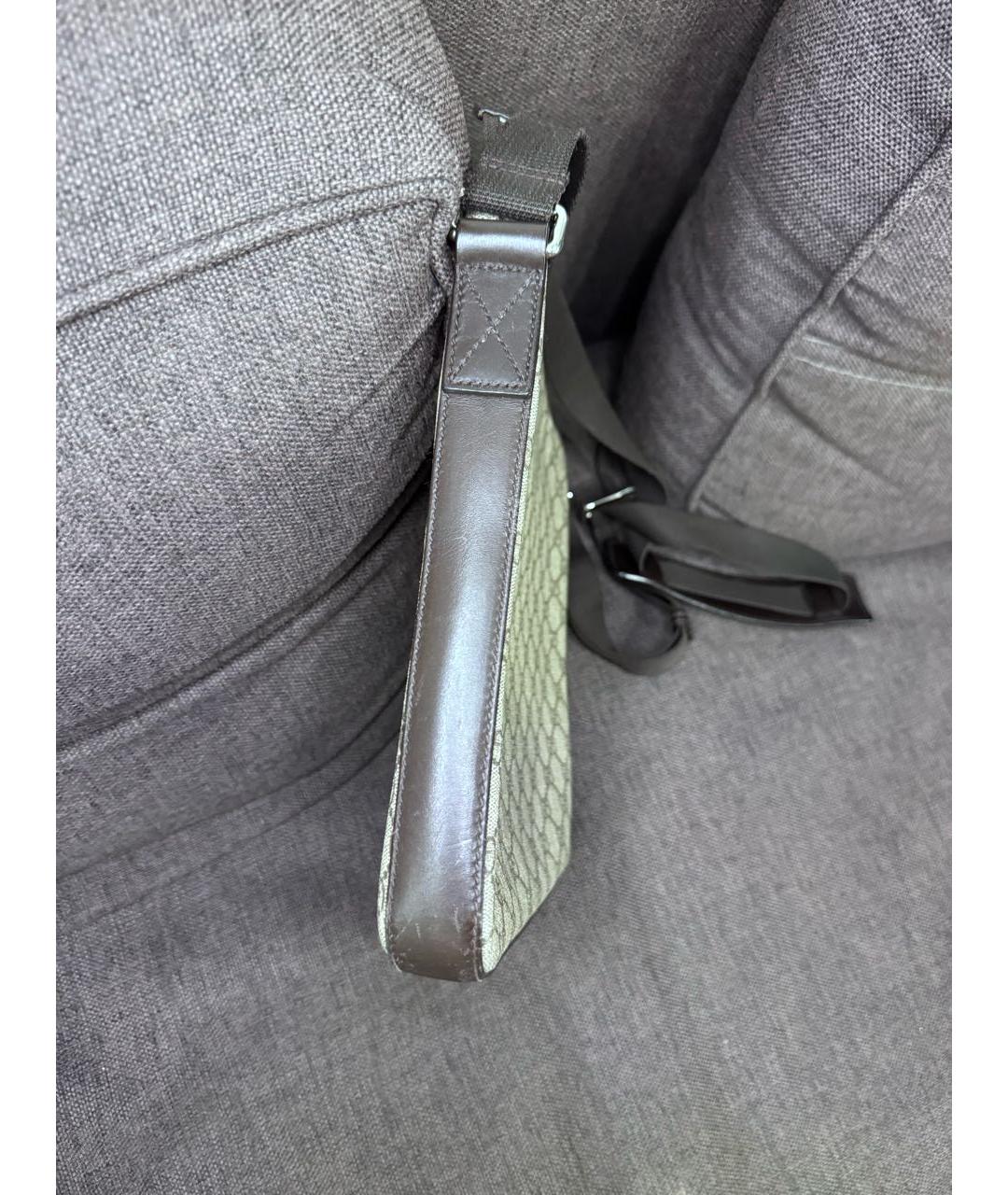 GUCCI Бежевая тканевая барсетка, фото 5