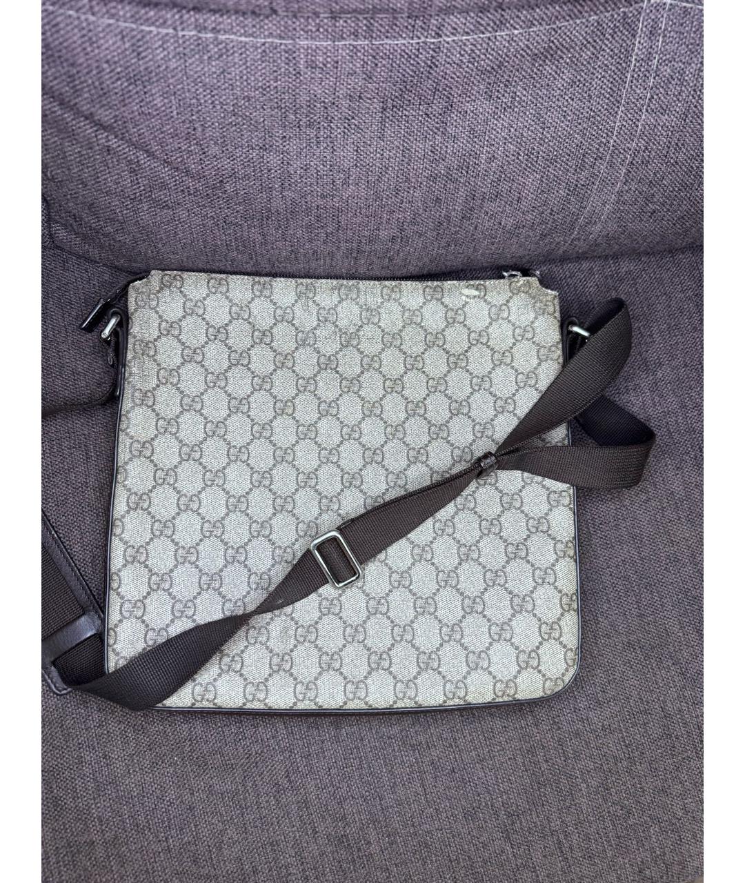 GUCCI Бежевая тканевая барсетка, фото 2