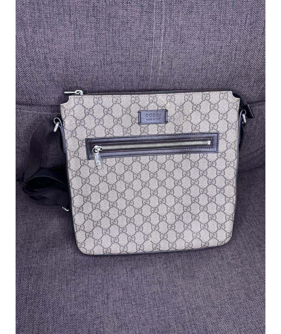 GUCCI Бежевая тканевая барсетка, фото 6