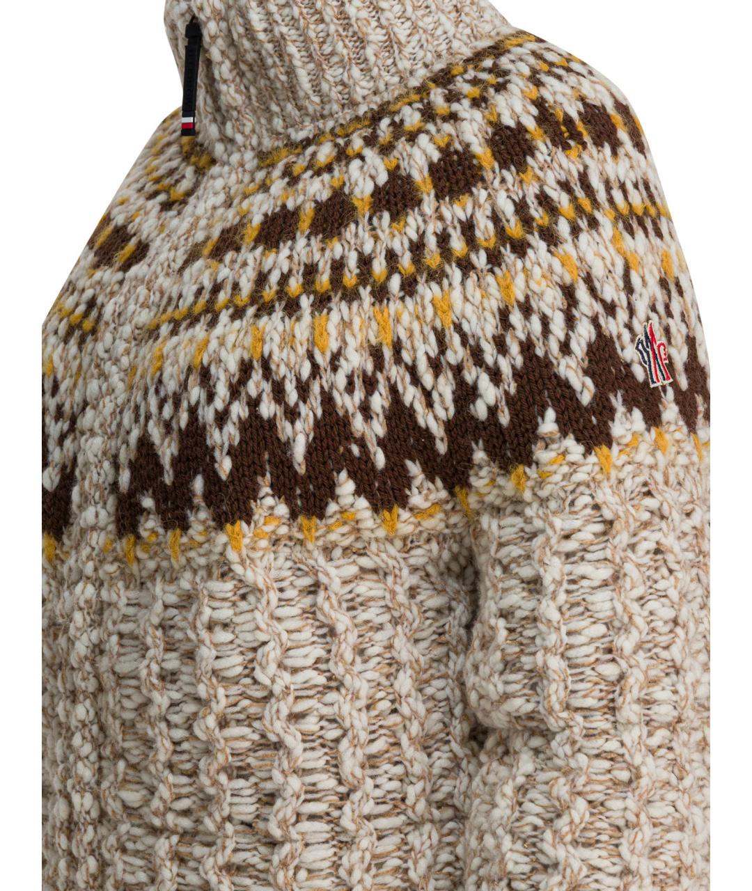 MONCLER GRENOBLE Бежевый шерстяной пуховик, фото 4