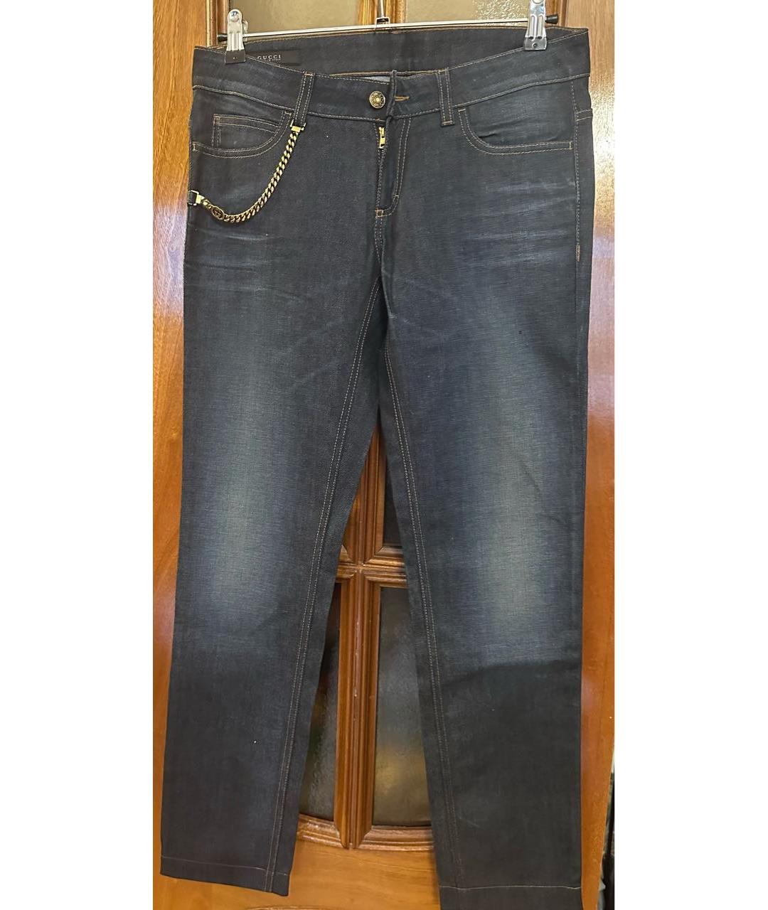 GUCCI Темно-синие хлопковые джинсы слим, фото 7