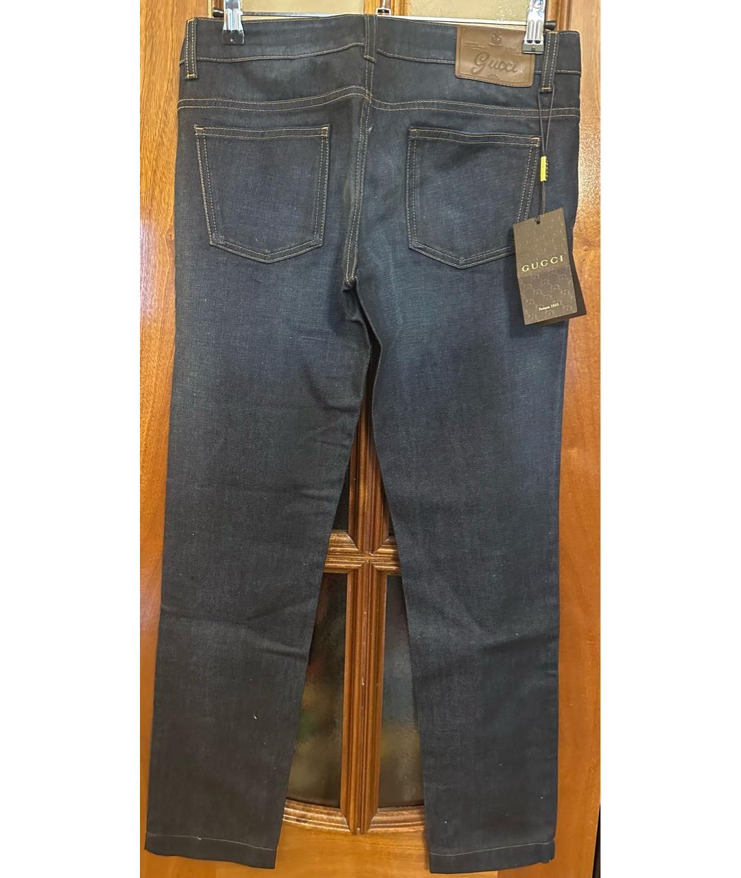 GUCCI Темно-синие хлопковые джинсы слим, фото 2