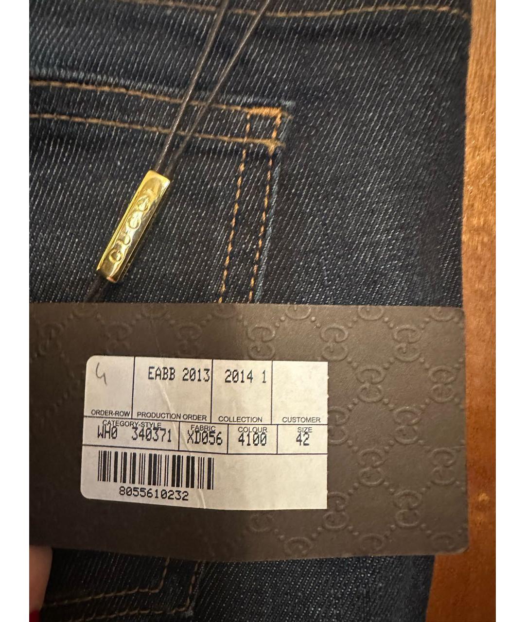 GUCCI Темно-синие хлопковые джинсы слим, фото 6