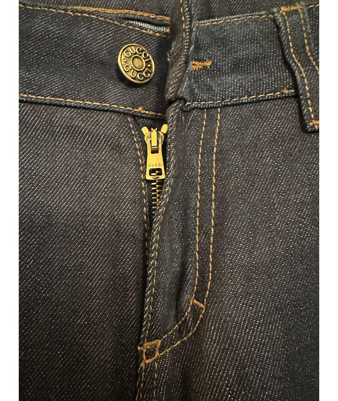 GUCCI Темно-синие хлопковые джинсы слим, фото 4