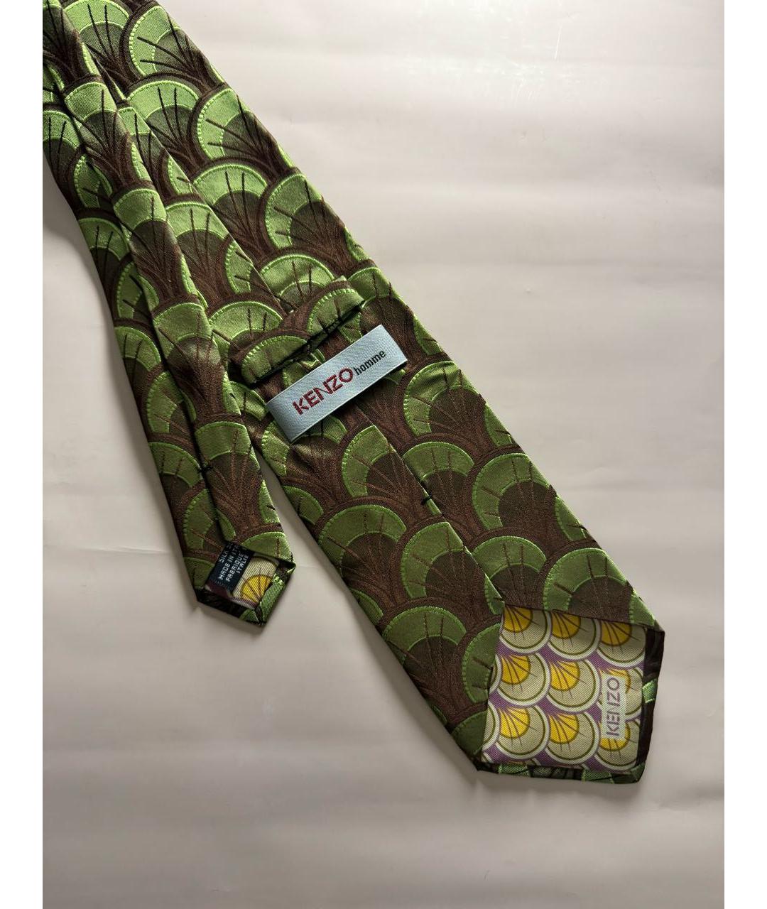 KENZO Зеленый шелковый галстук, фото 3