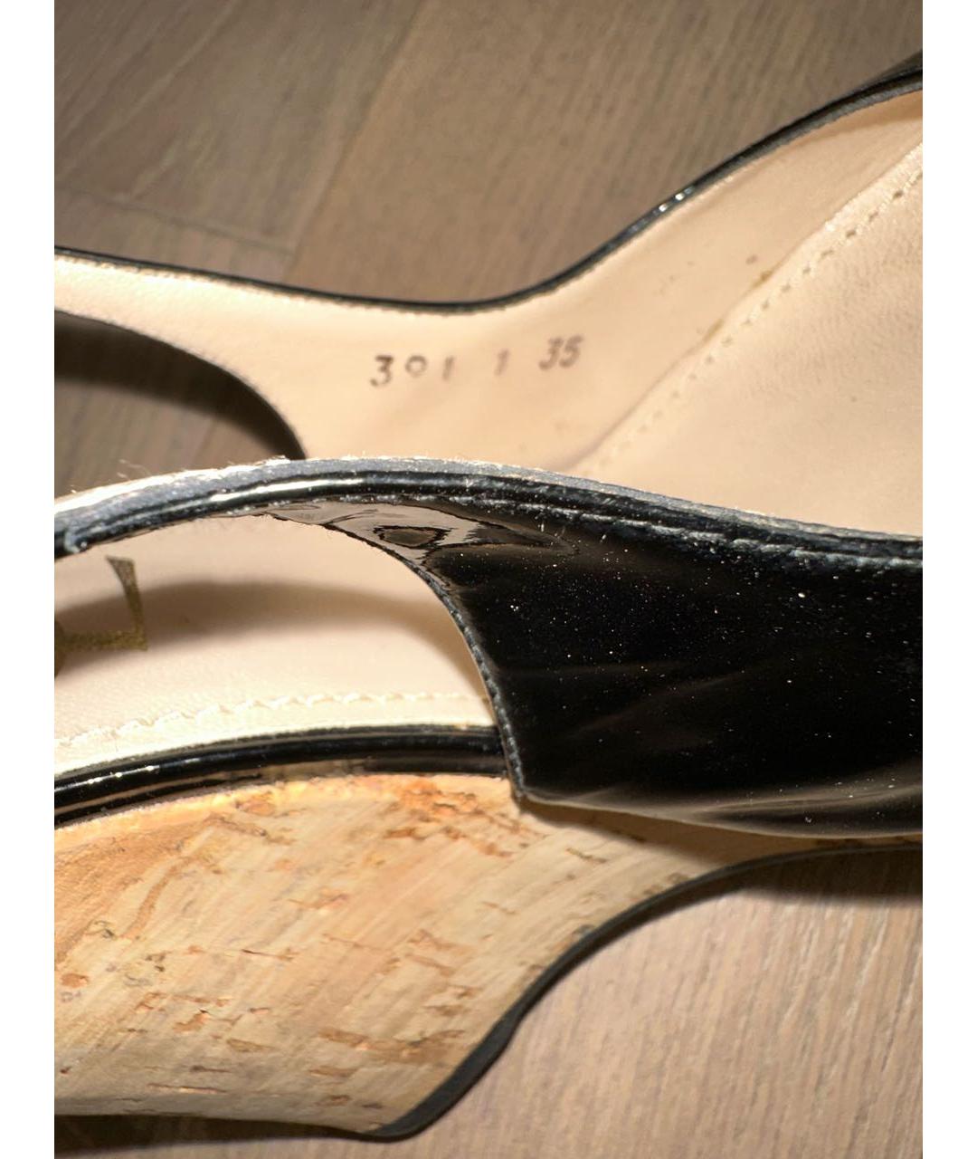 SAINT LAURENT Черные босоножки из лакированной кожи, фото 6