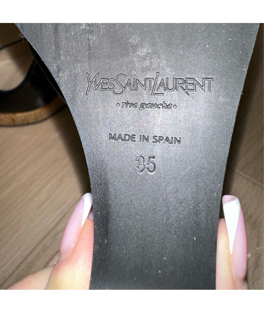 SAINT LAURENT Черные босоножки из лакированной кожи, фото 7