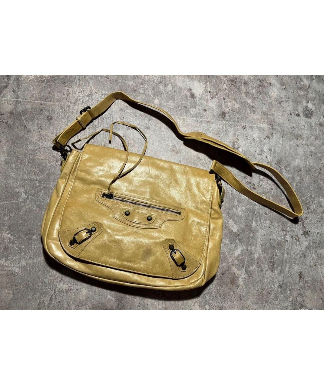 BALENCIAGA Бежевая кожаная сумка через плечо, фото 6