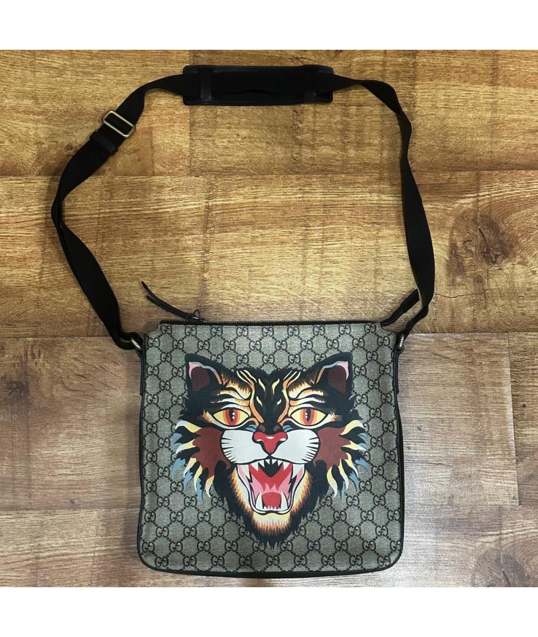 GUCCI Бежевая тканевая барсетка, фото 6