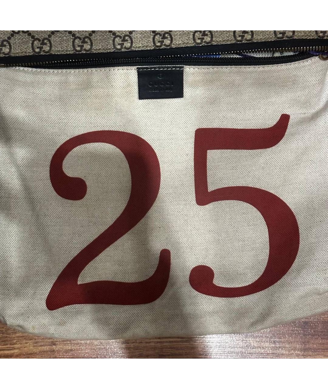 GUCCI Бежевая тканевая барсетка, фото 4