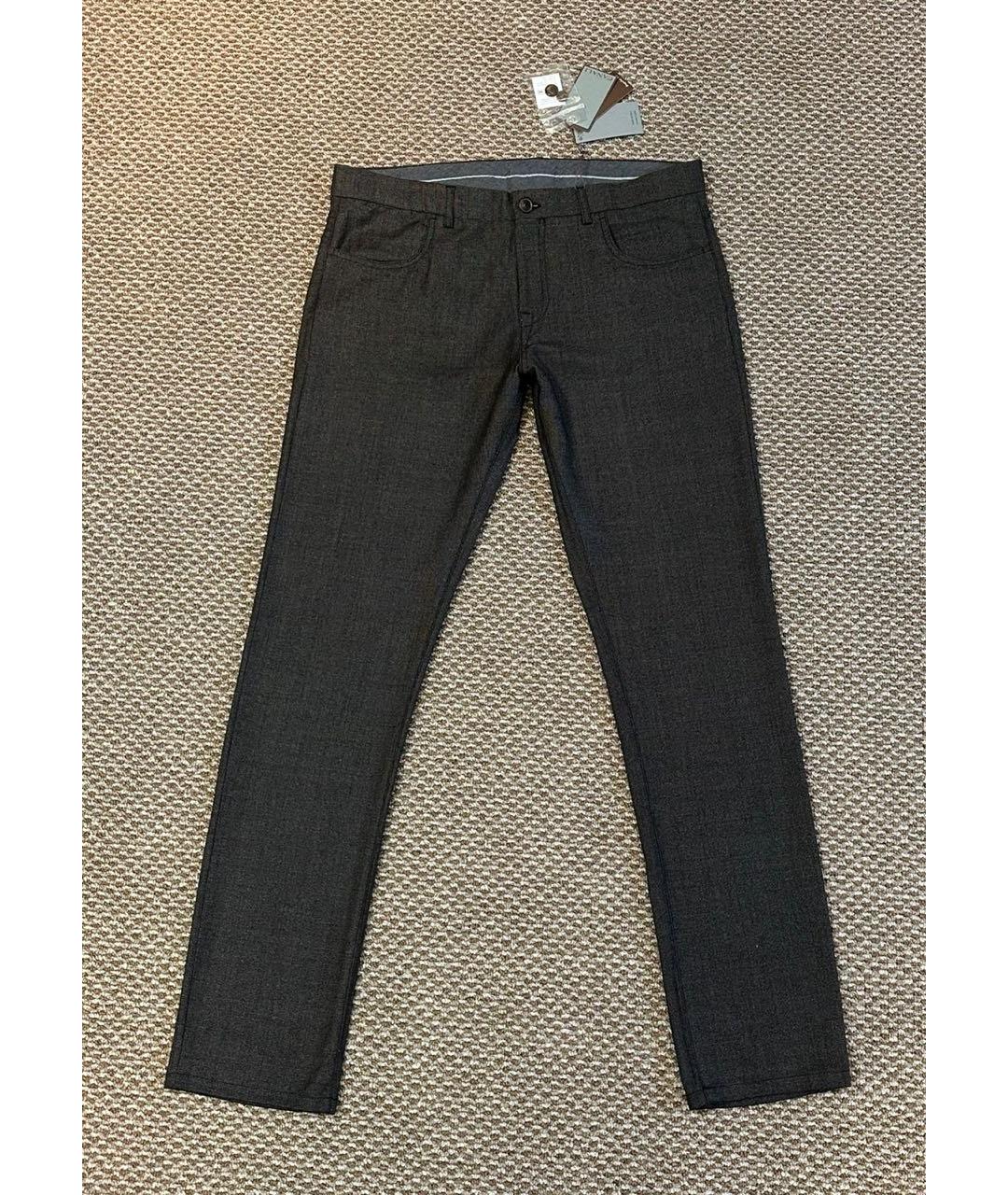 CANALI Коричневые шерстяные повседневные брюки, фото 3