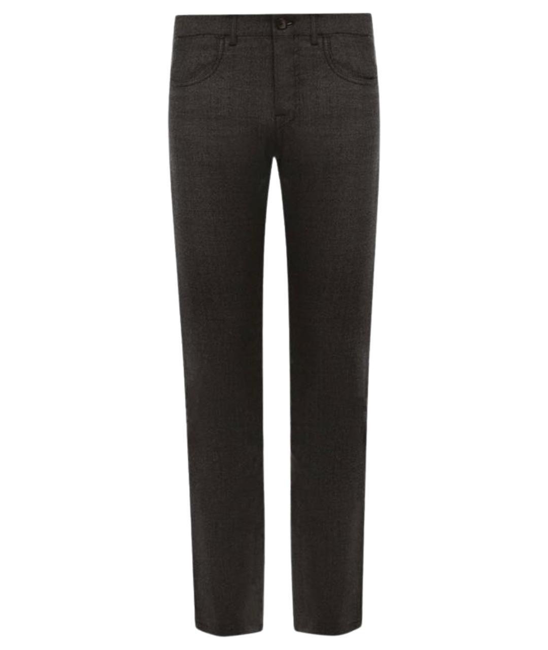 CANALI Коричневые шерстяные повседневные брюки, фото 1