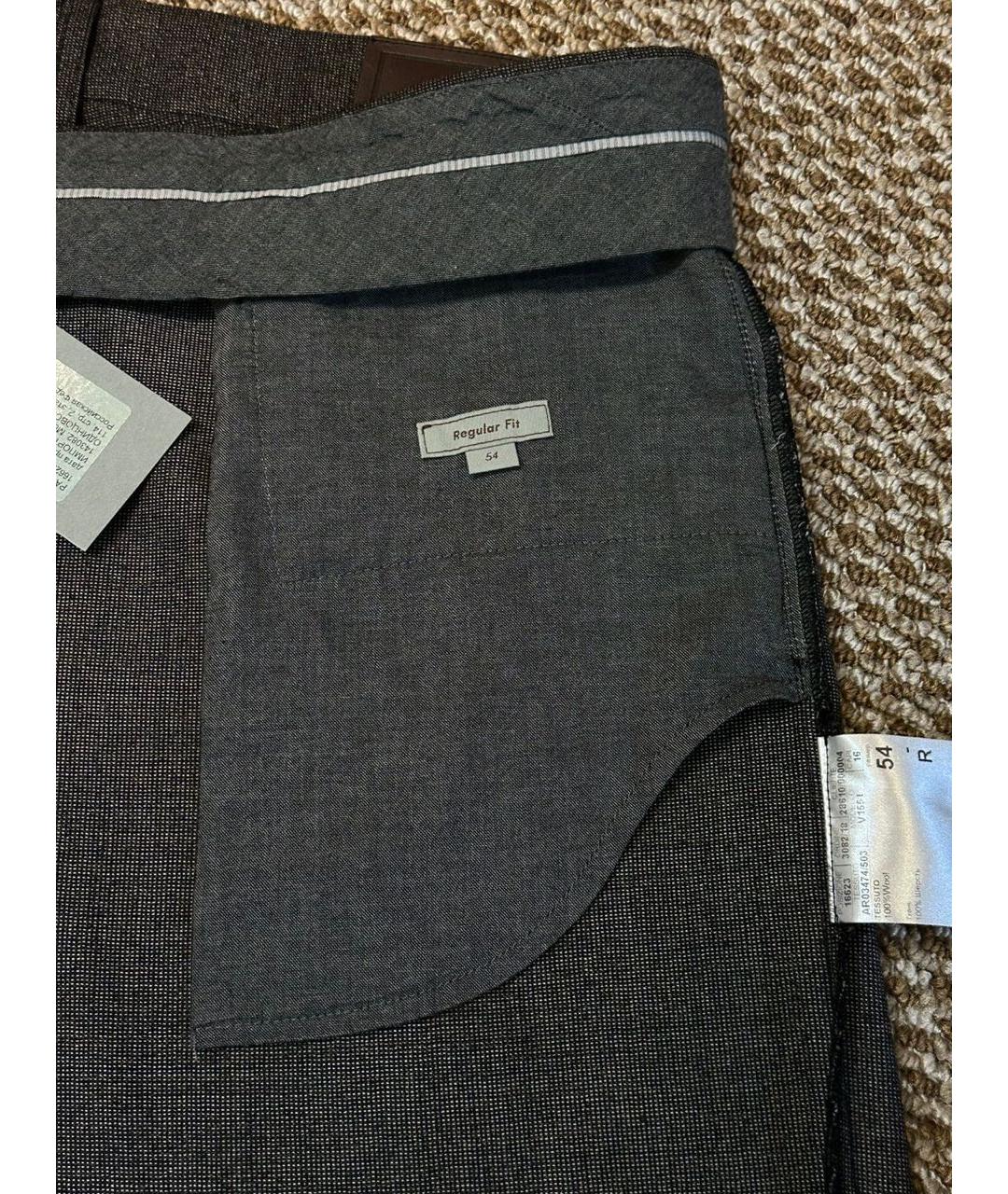 CANALI Коричневые шерстяные повседневные брюки, фото 7