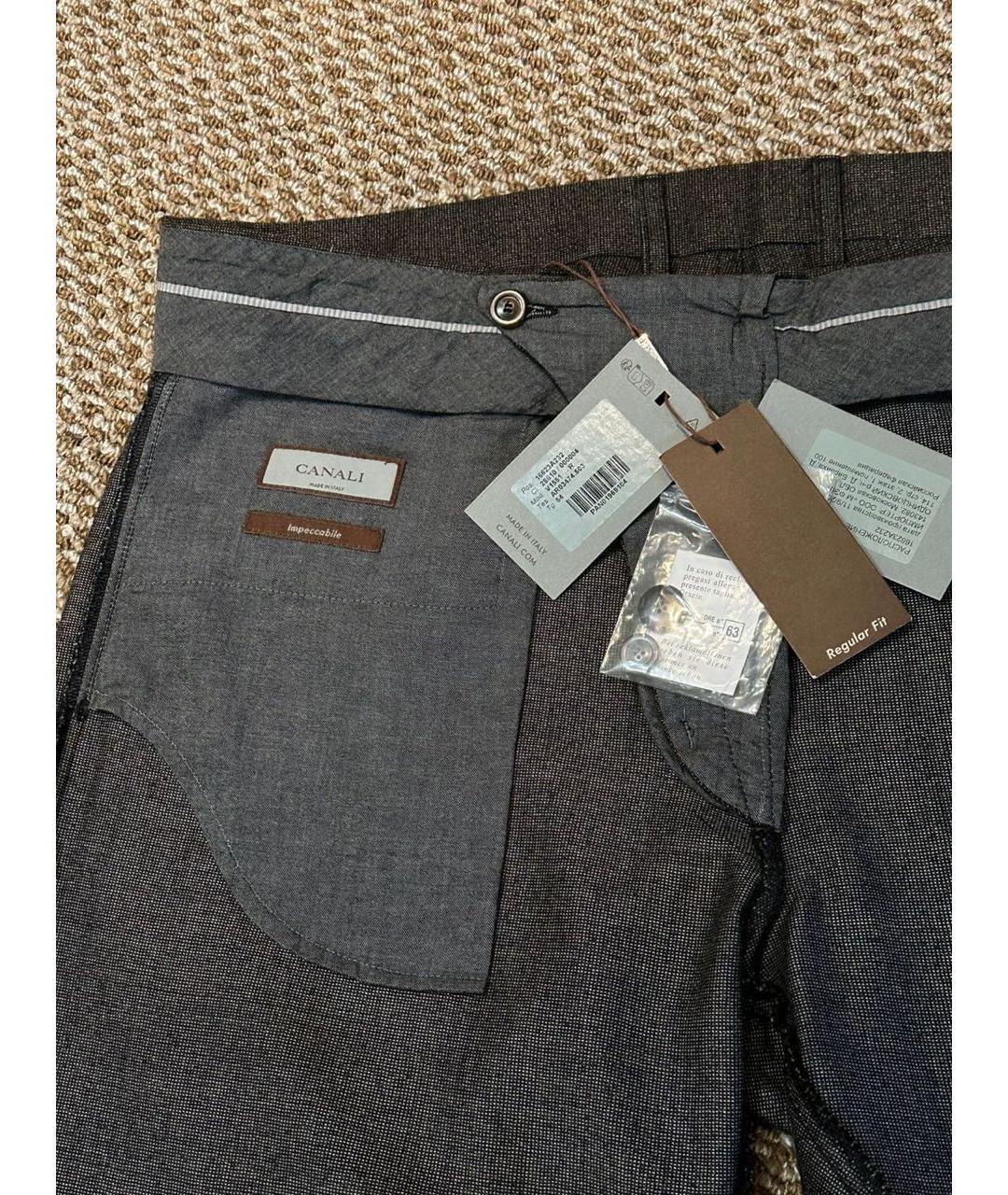 CANALI Коричневые шерстяные повседневные брюки, фото 6