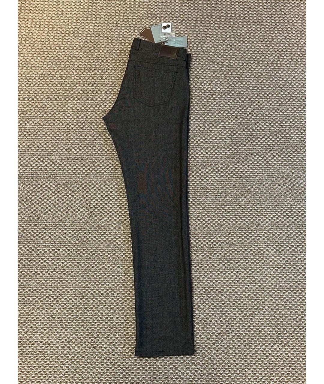 CANALI Коричневые шерстяные повседневные брюки, фото 8