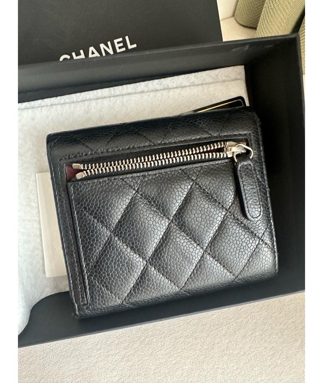 CHANEL Черный кожаный кошелек, фото 3