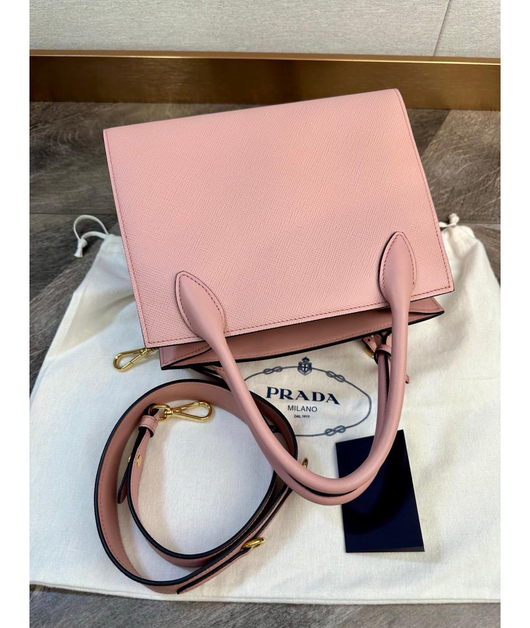 PRADA Розовая кожаная сумка тоут, фото 6