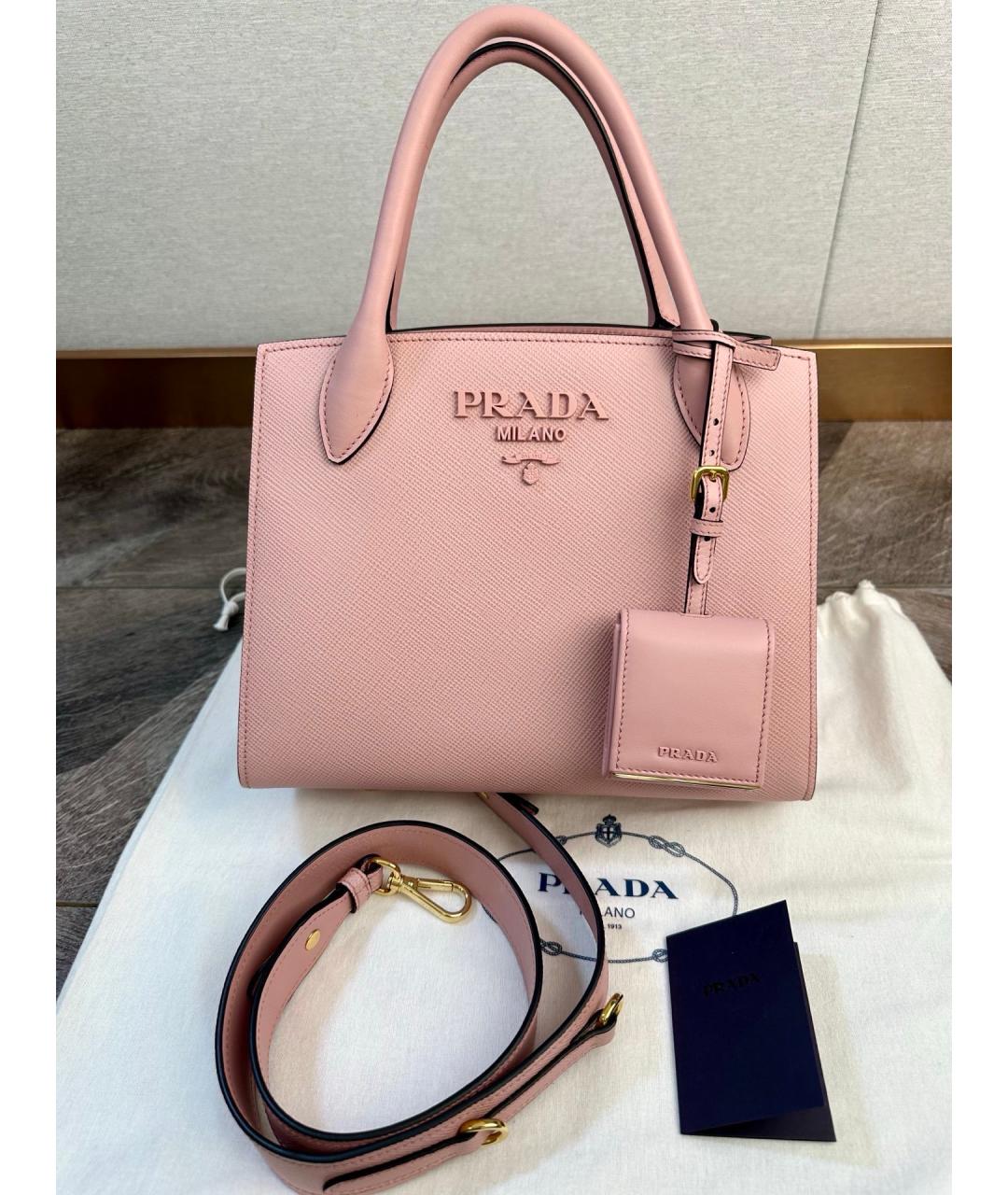 PRADA Розовая кожаная сумка тоут, фото 9