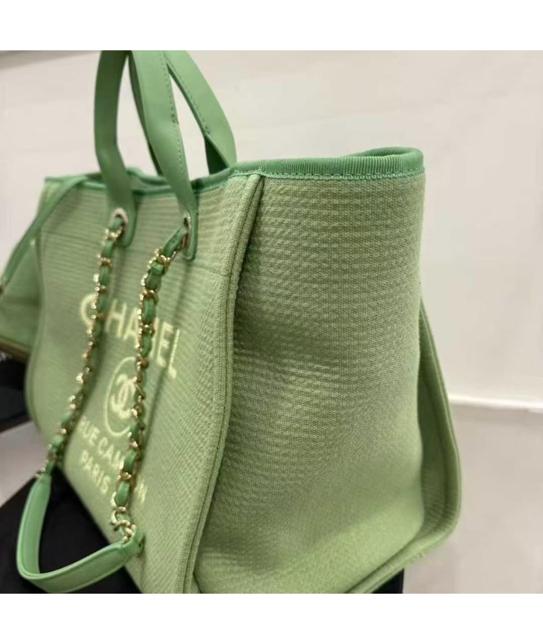 CHANEL Зеленая тканевая сумка через плечо, фото 5