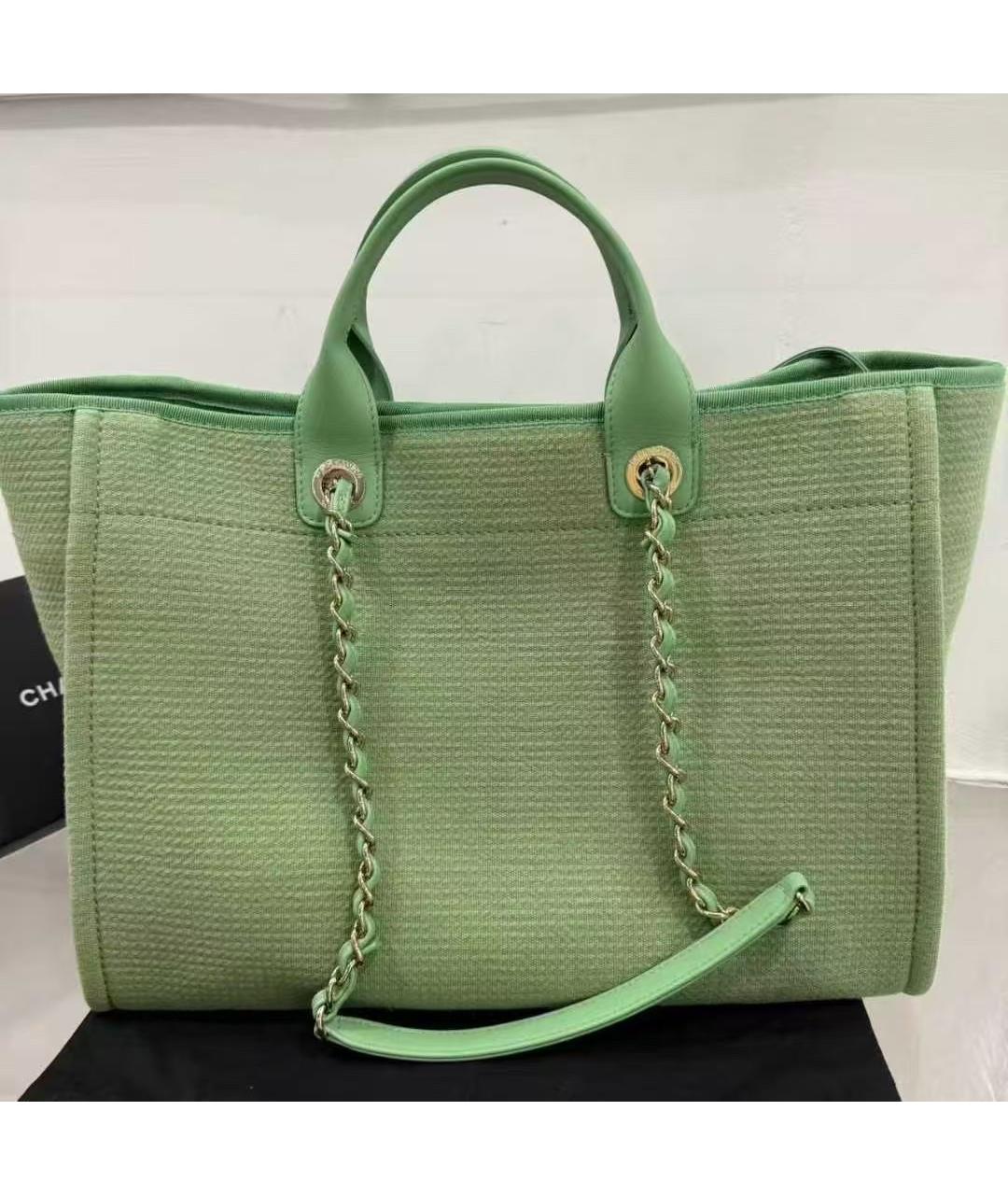 CHANEL Зеленая тканевая сумка через плечо, фото 2