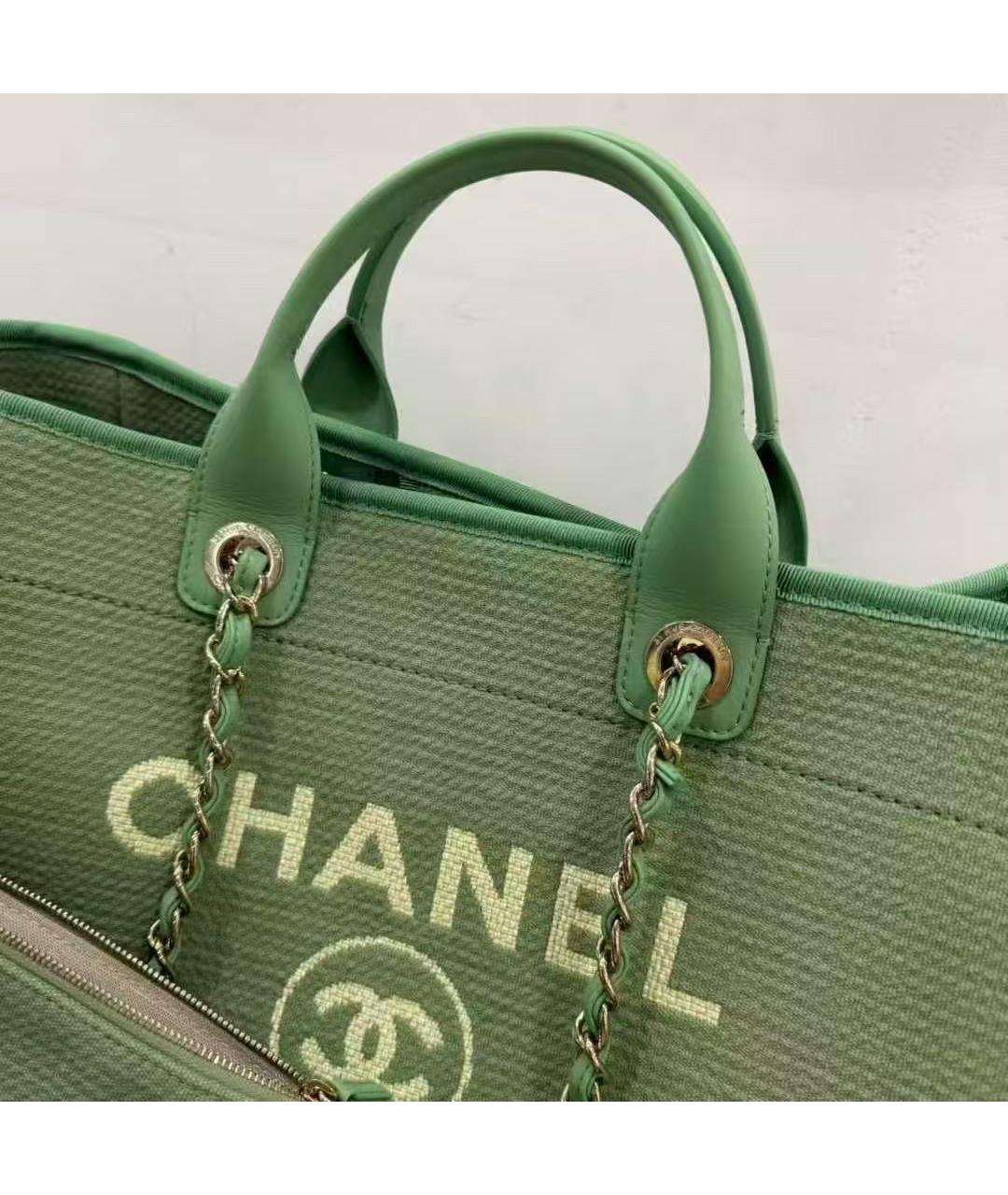 CHANEL Зеленая тканевая сумка через плечо, фото 6