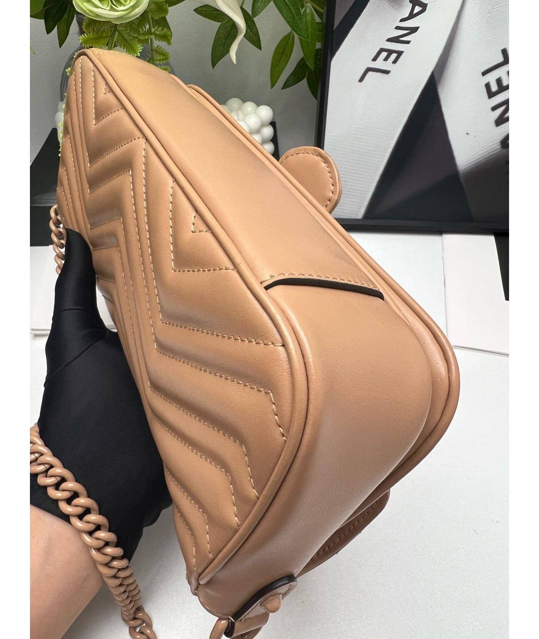 GUCCI Бежевая кожаная сумка через плечо, фото 6