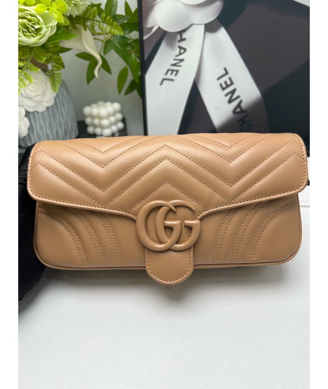 GUCCI Бежевая кожаная сумка через плечо, фото 10