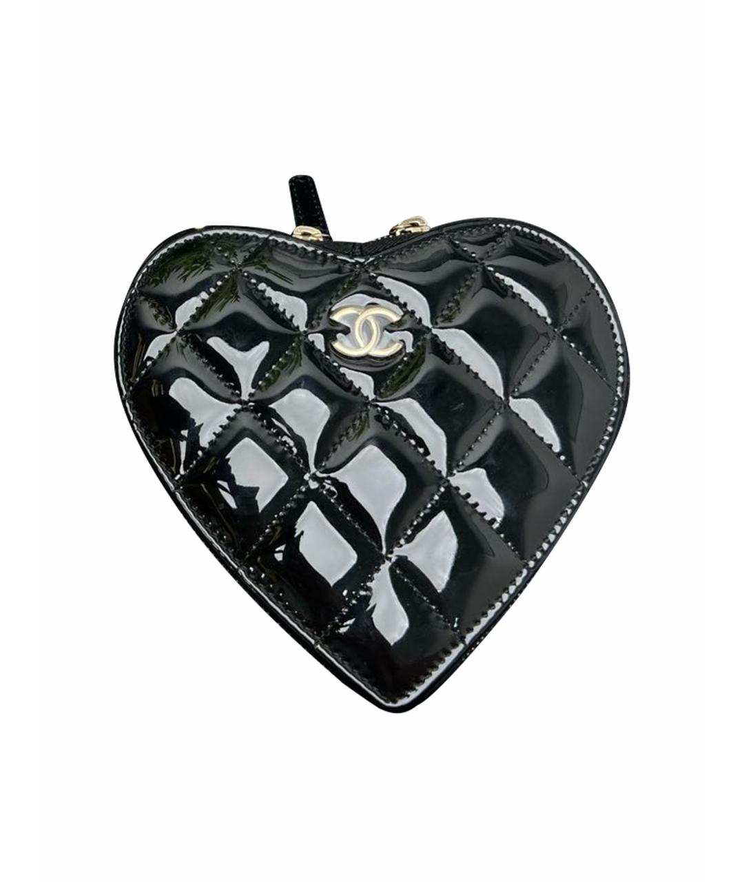 CHANEL Черная сумка через плечо из лакированной кожи, фото 1