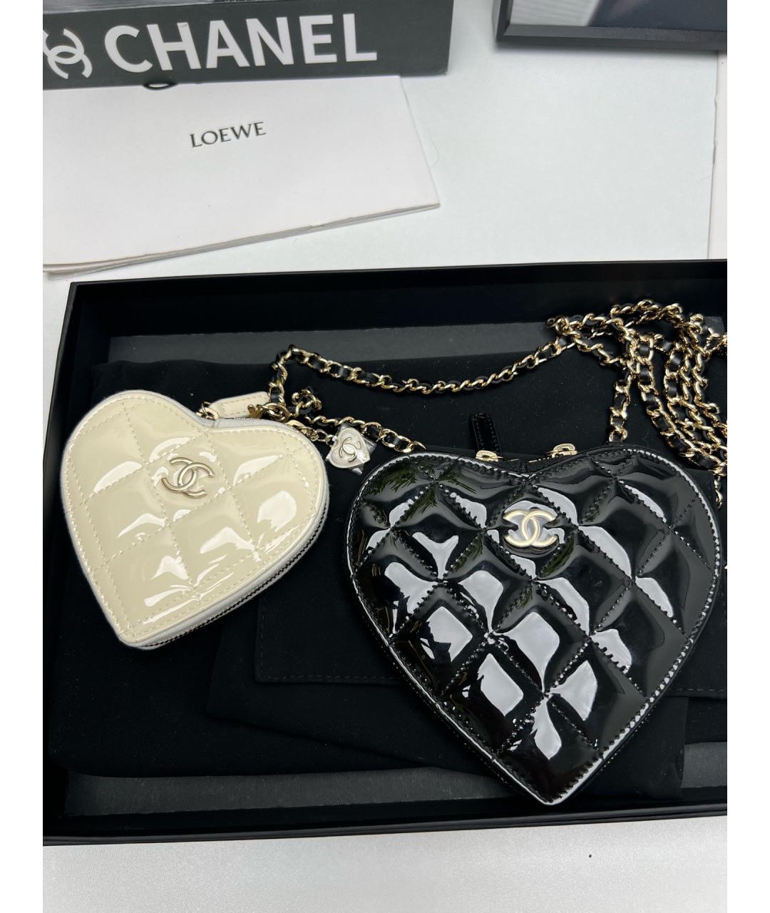 CHANEL Черная сумка через плечо из лакированной кожи, фото 8