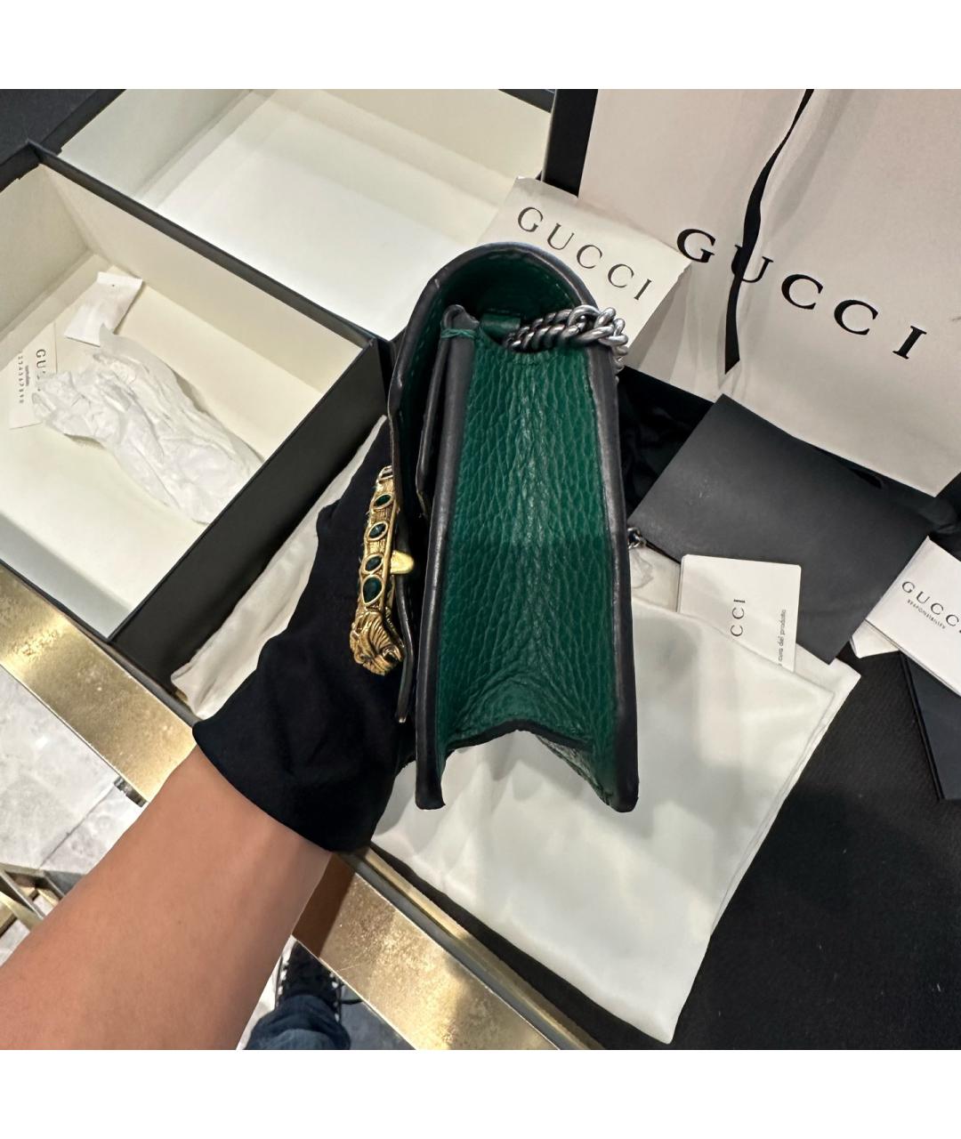 GUCCI Зеленая кожаная сумка через плечо, фото 3