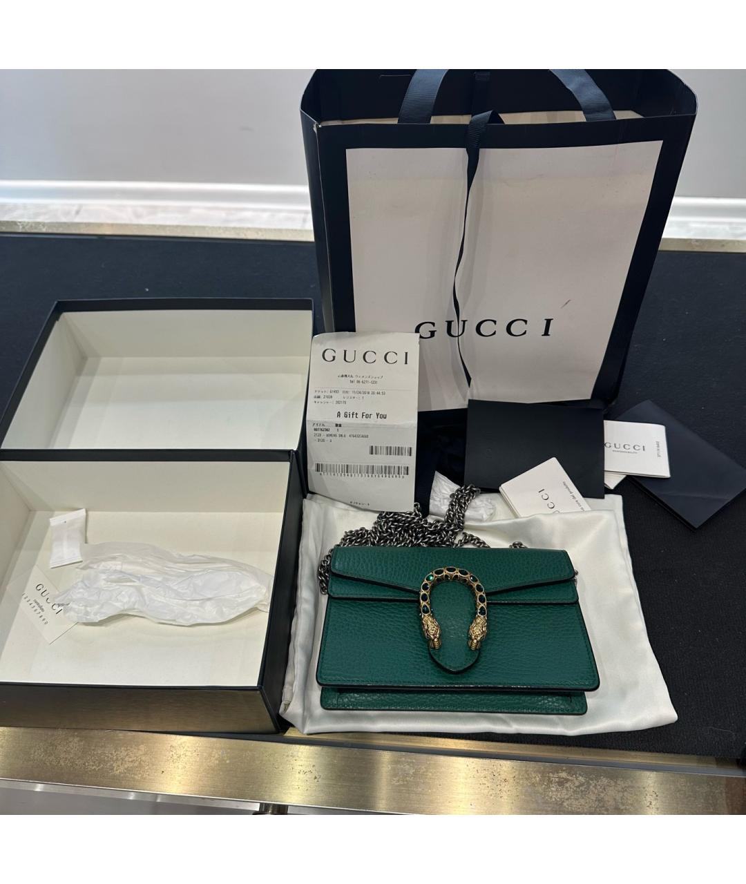 GUCCI Зеленая кожаная сумка через плечо, фото 2