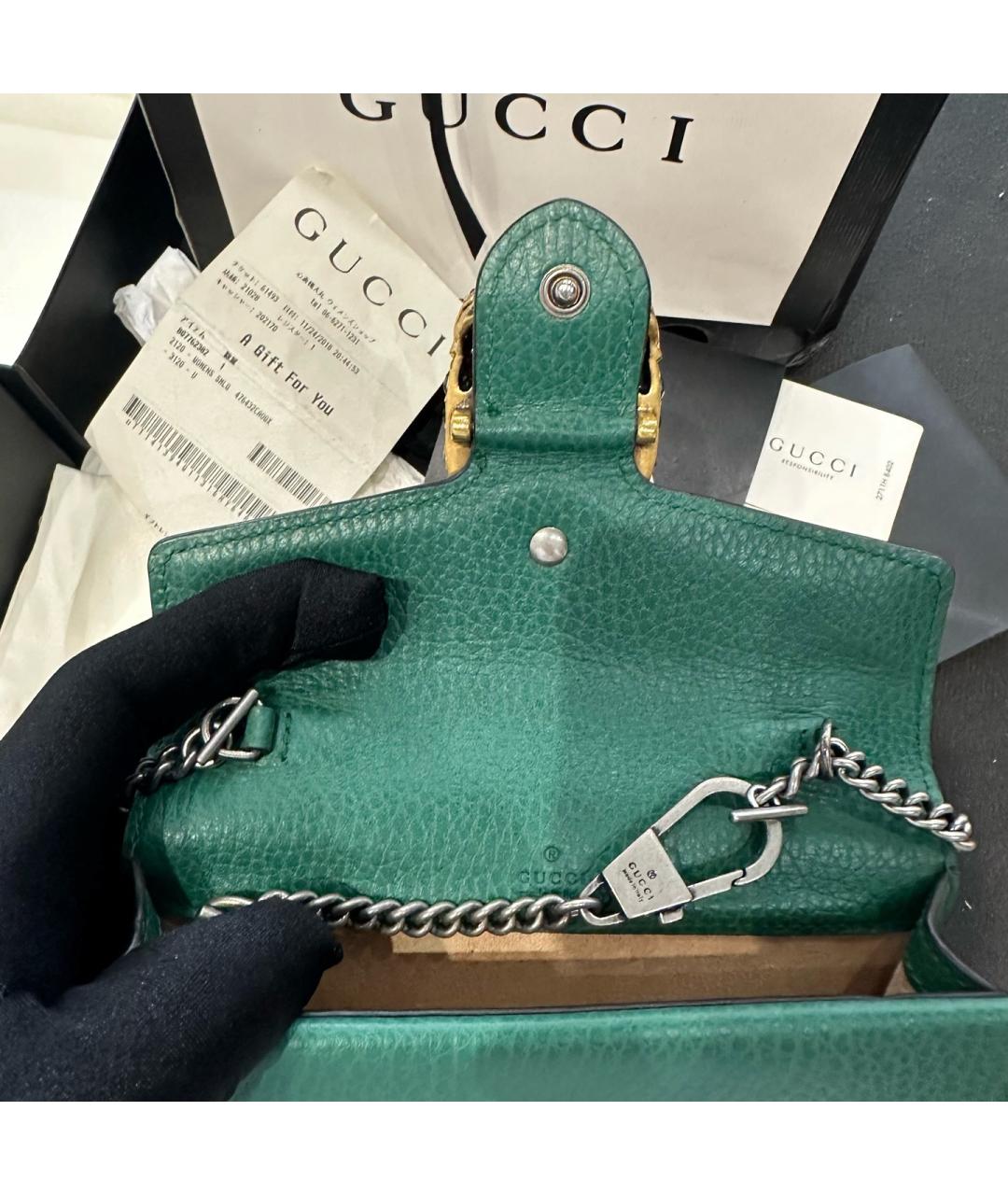 GUCCI Зеленая кожаная сумка через плечо, фото 6
