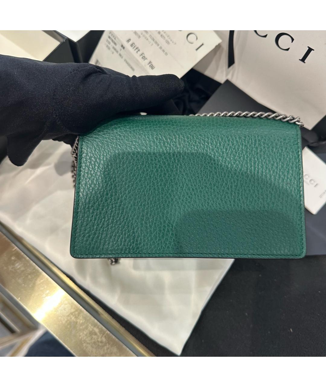 GUCCI Зеленая кожаная сумка через плечо, фото 5