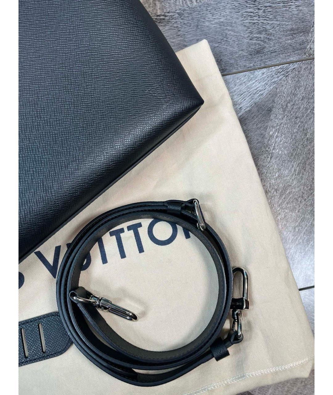 LOUIS VUITTON Черная кожаная сумка тоут, фото 8