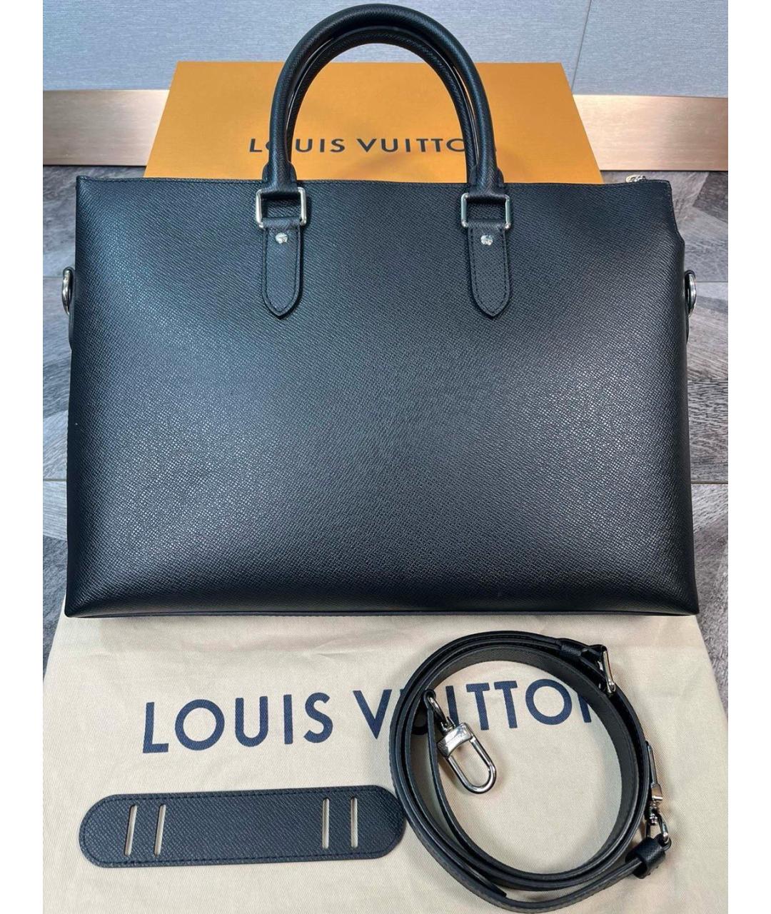 LOUIS VUITTON Черная кожаная сумка тоут, фото 2