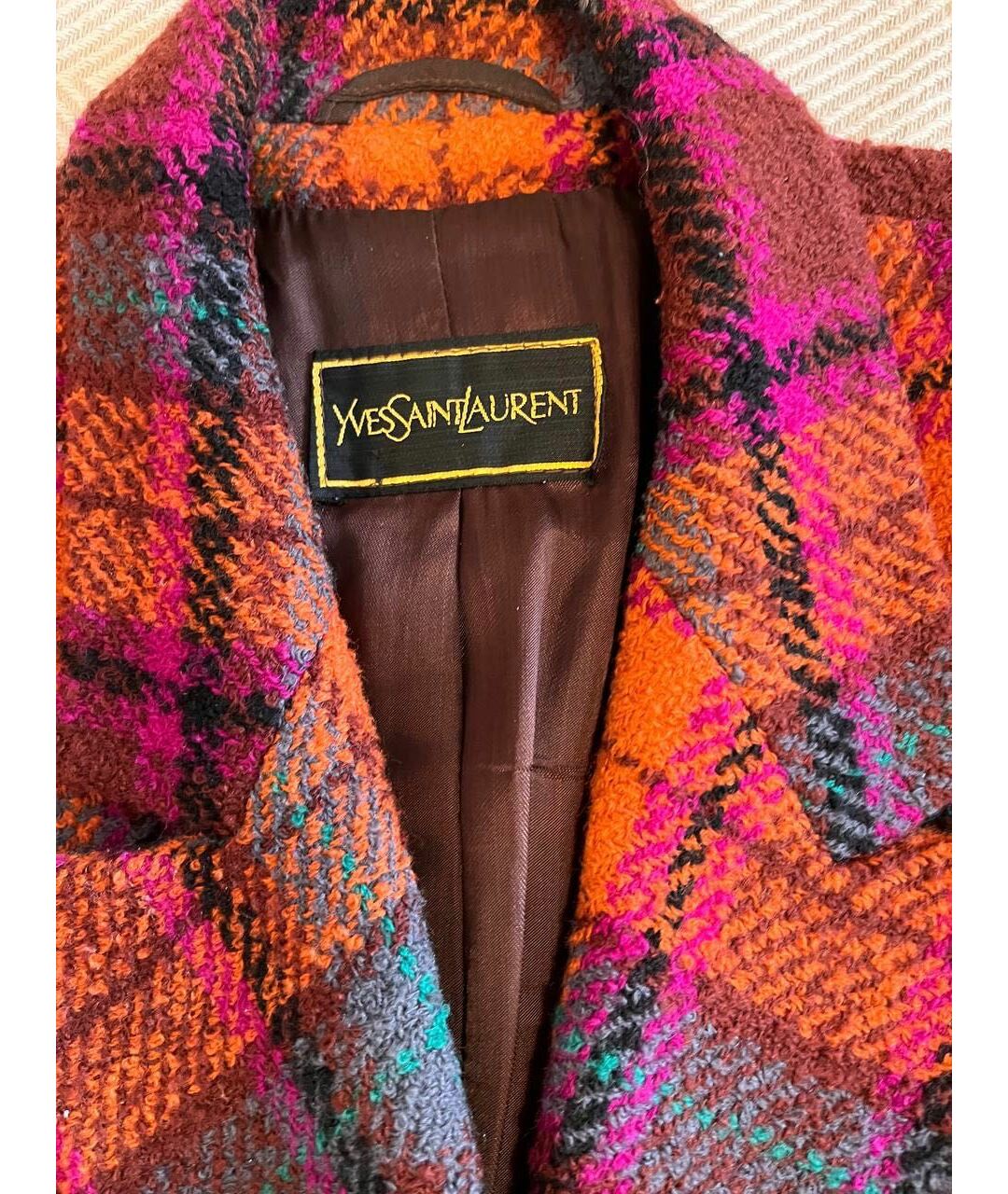 YVES SAINT LAURENT VINTAGE Бордовый вискозный костюм с брюками, фото 3