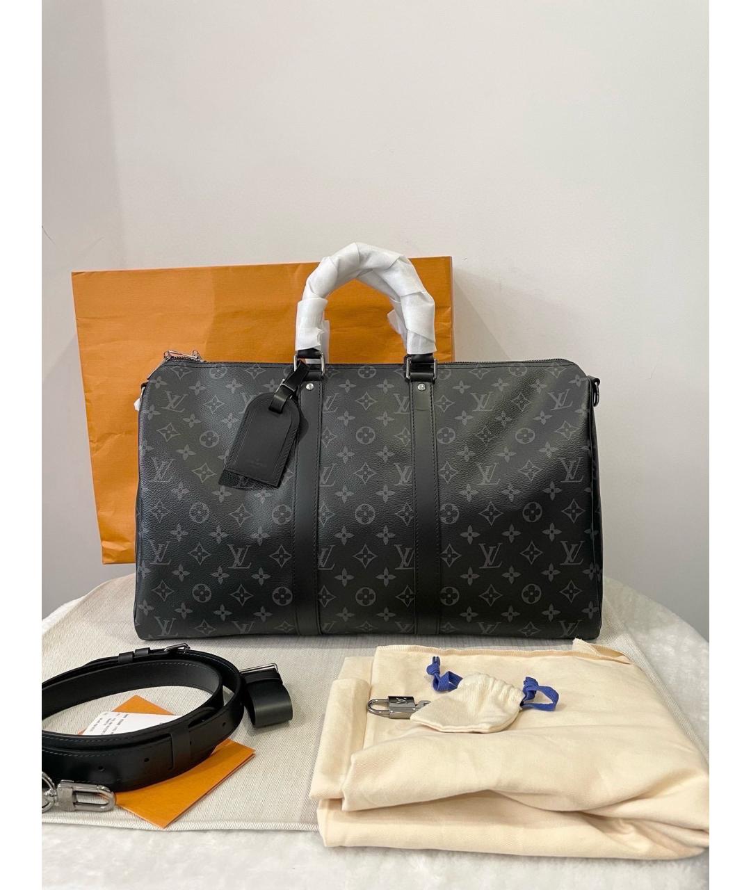 LOUIS VUITTON Черная дорожная/спортивная сумка из искусственной кожи, фото 9