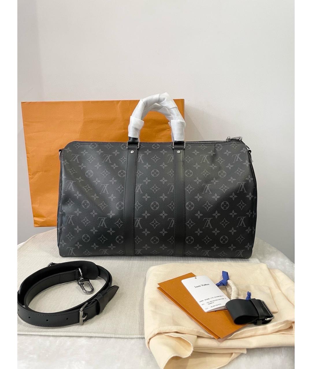 LOUIS VUITTON Черная дорожная/спортивная сумка из искусственной кожи, фото 2