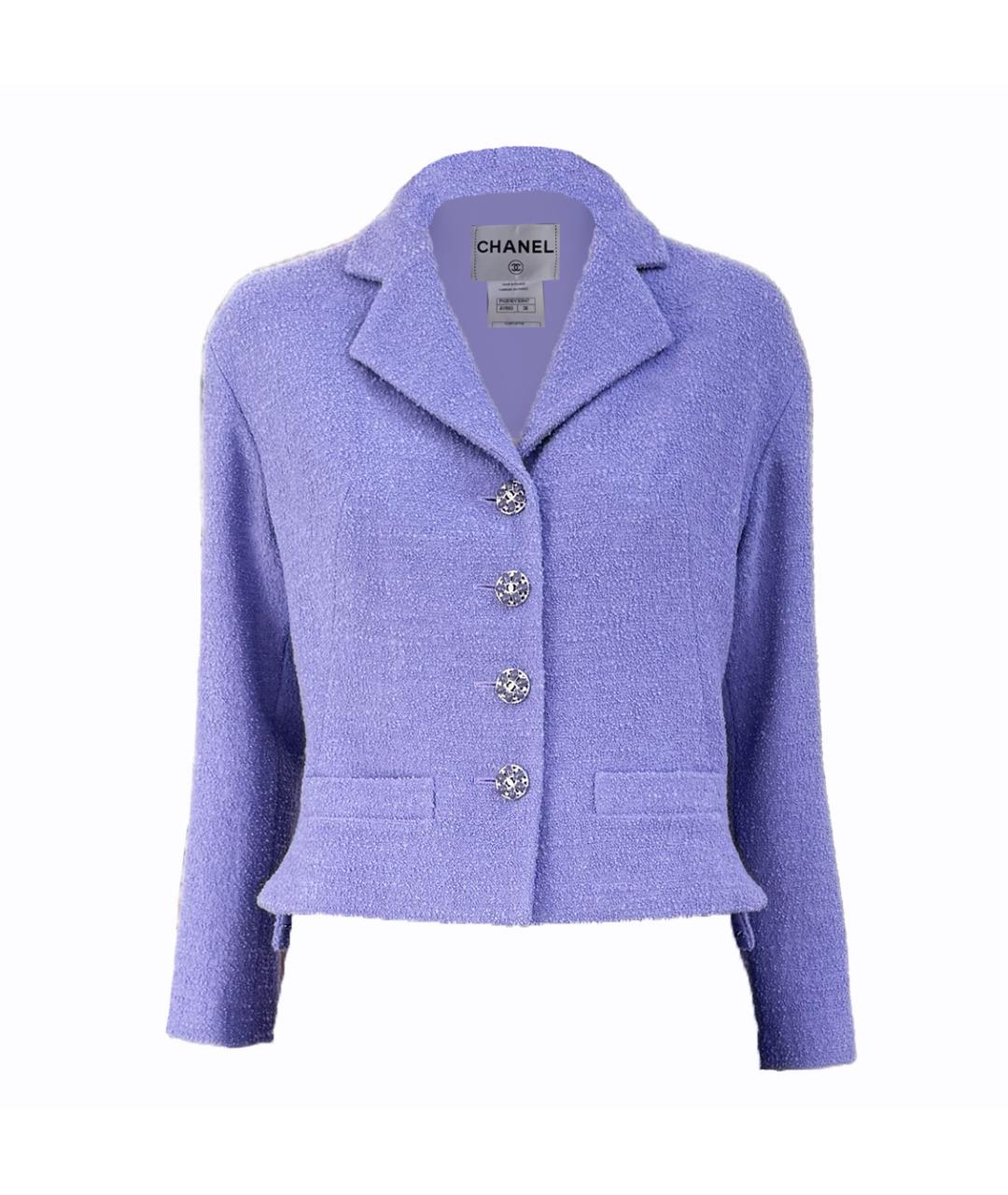 CHANEL Фиолетовый твидовый жакет/пиджак, фото 1
