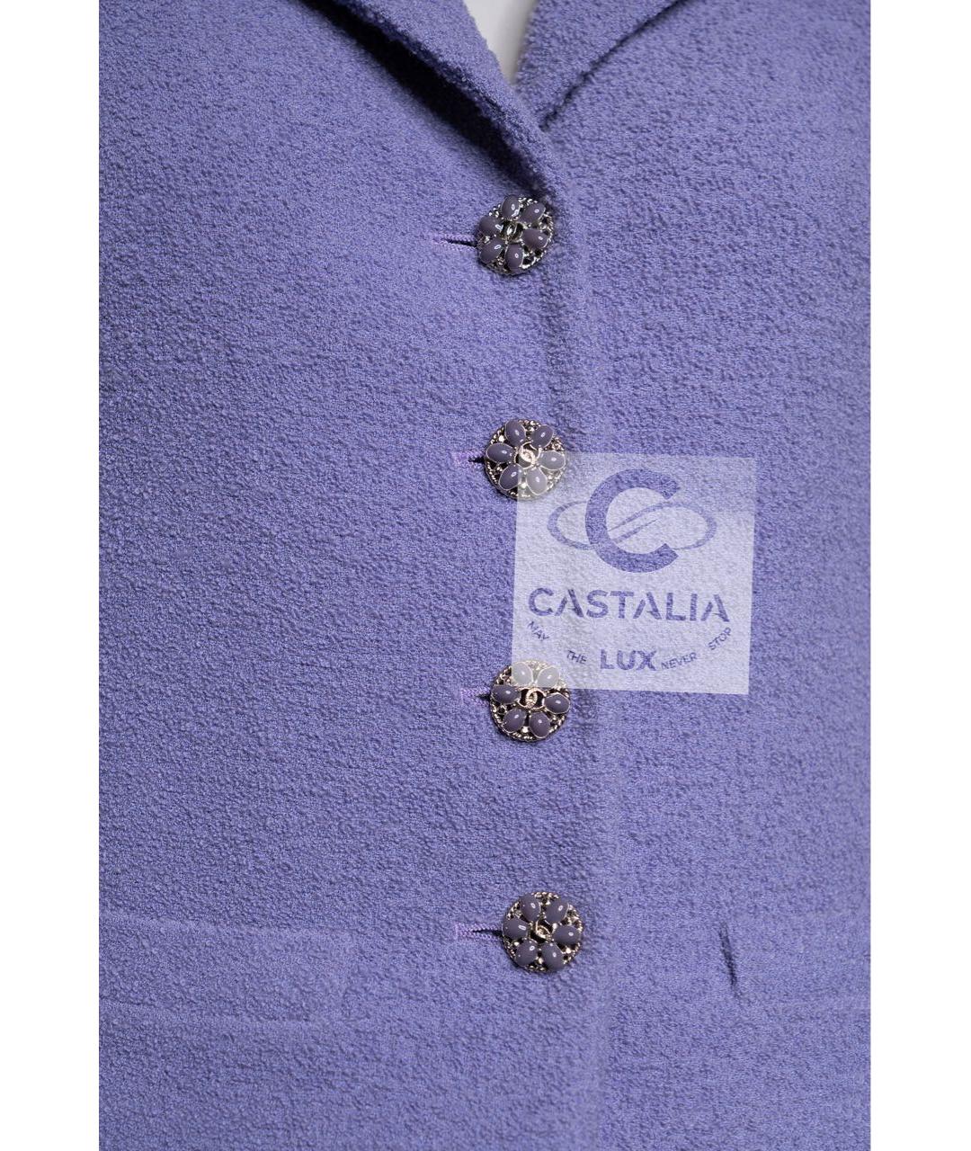 CHANEL Фиолетовый твидовый жакет/пиджак, фото 7