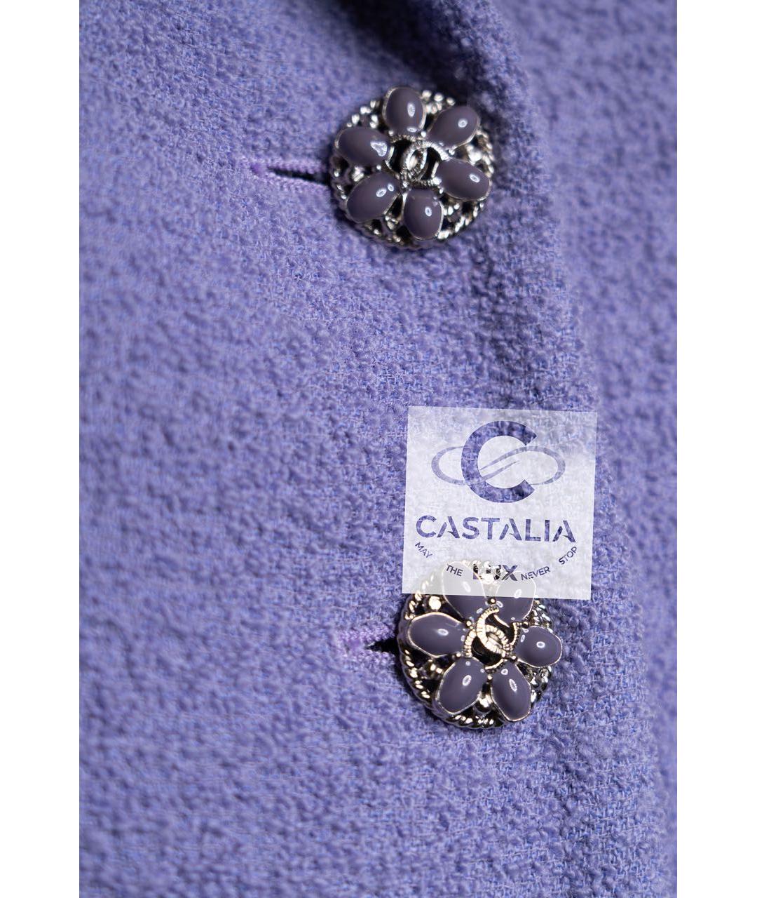 CHANEL Фиолетовый твидовый жакет/пиджак, фото 8