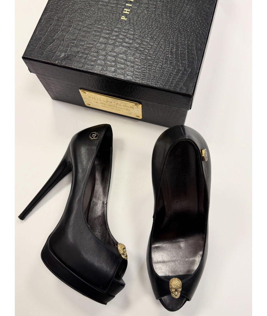 PHILIPP PLEIN Черные кожаные туфли, фото 4