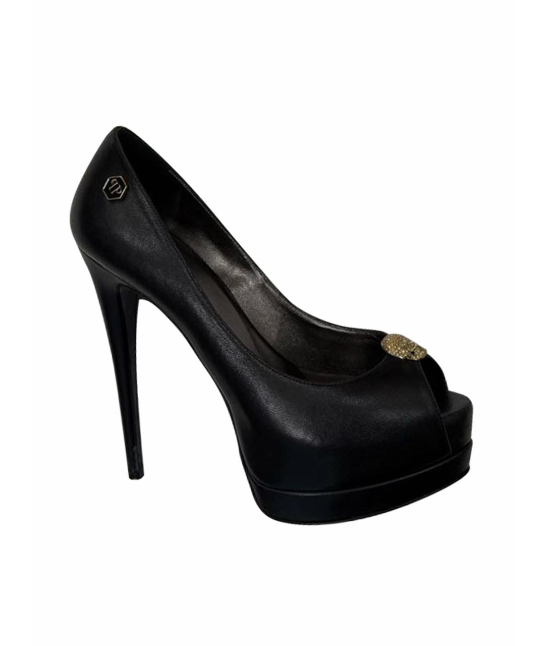 PHILIPP PLEIN Черные кожаные туфли, фото 1