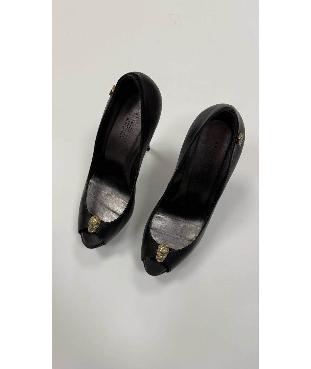 PHILIPP PLEIN Черные кожаные туфли, фото 2