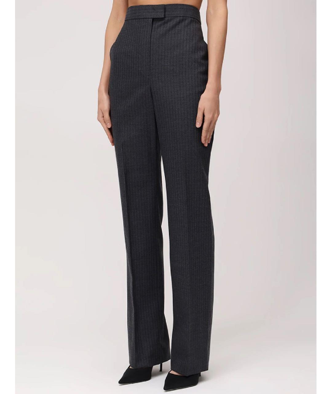 FENDI Серые хлопковые прямые брюки, фото 4