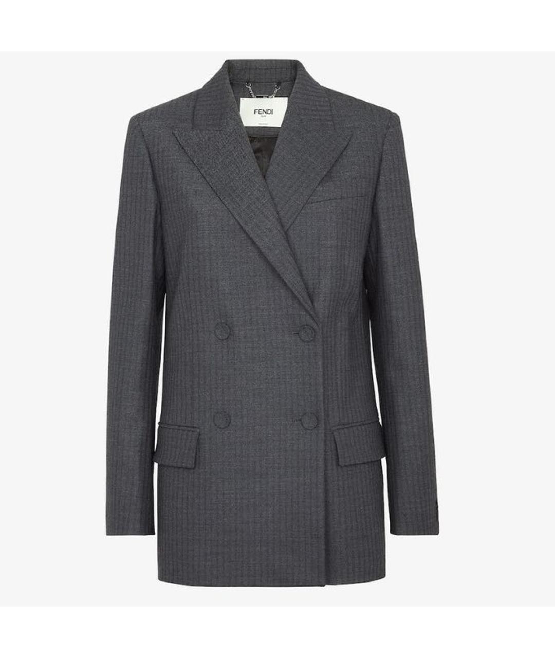 FENDI Серый хлопковый жакет/пиджак, фото 4