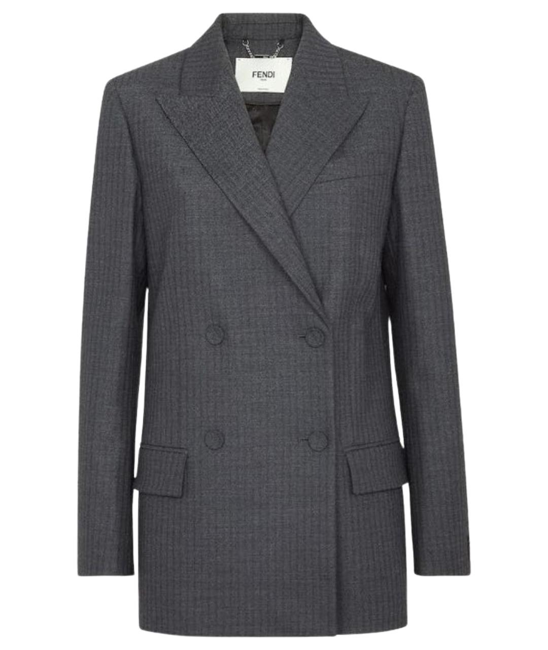 FENDI Серый хлопковый жакет/пиджак, фото 1